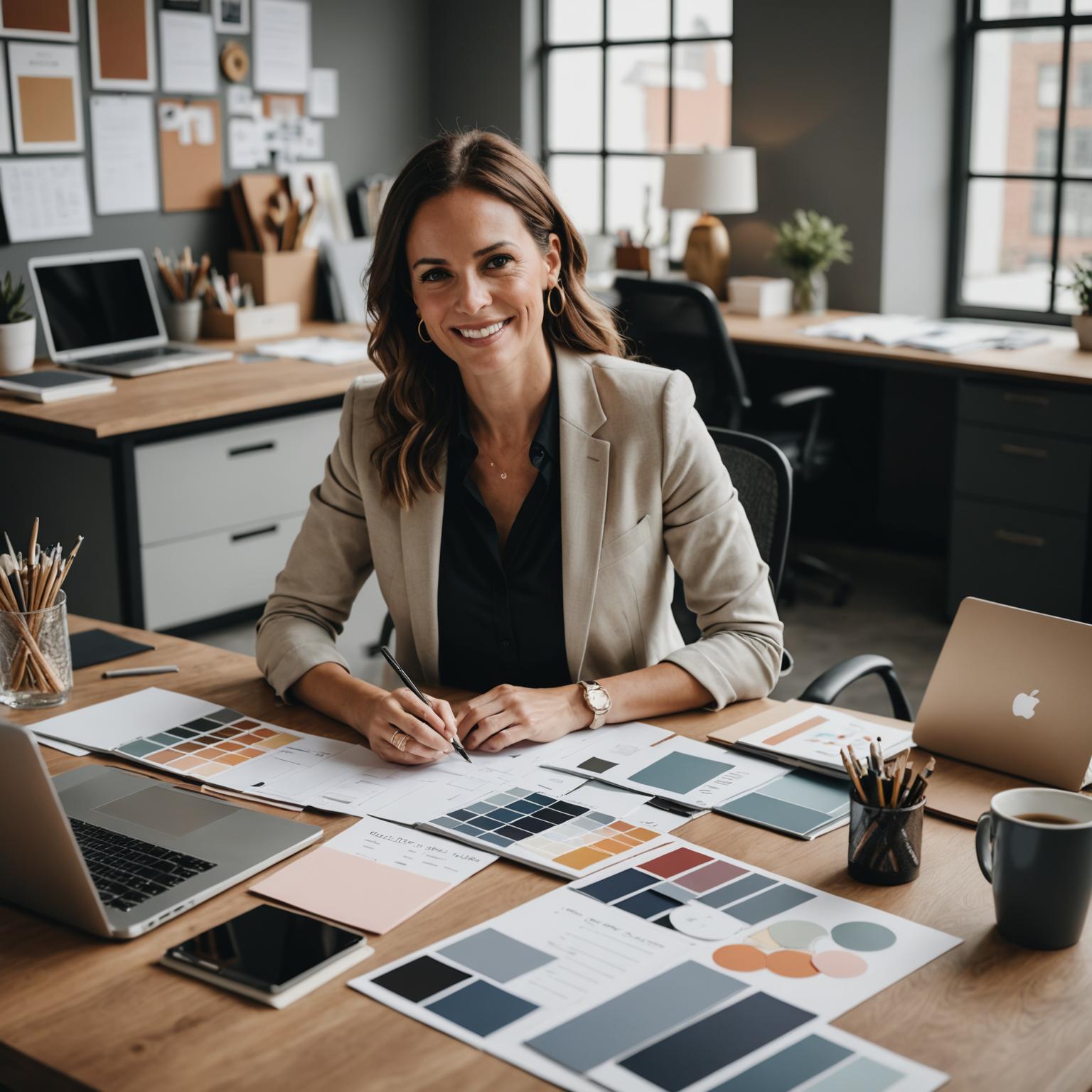 Event planner consulting with client over mood boards